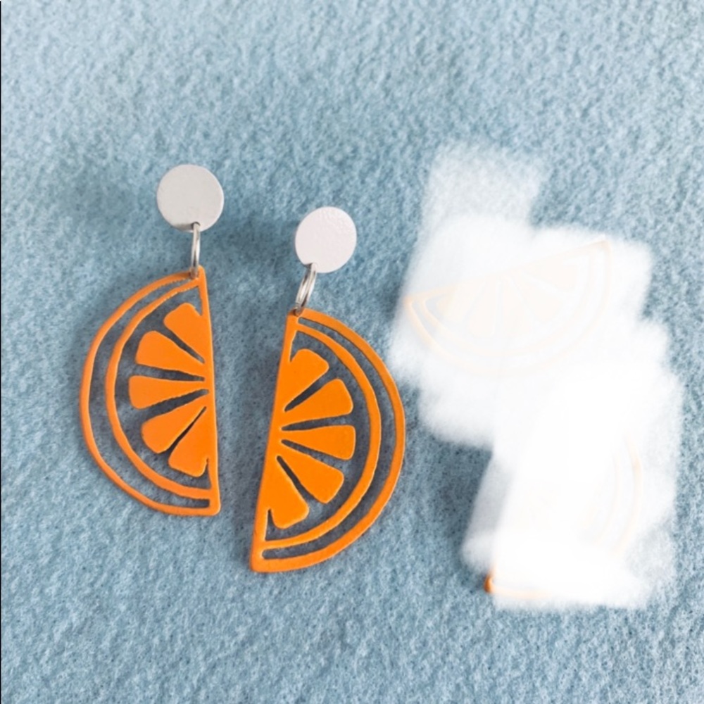 Handmade orange slice summer dangly earrings